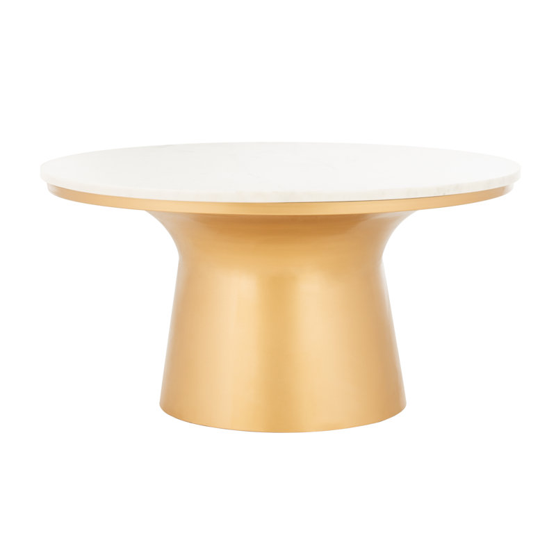 Kelliher Pedestal Coffee Table, Brass