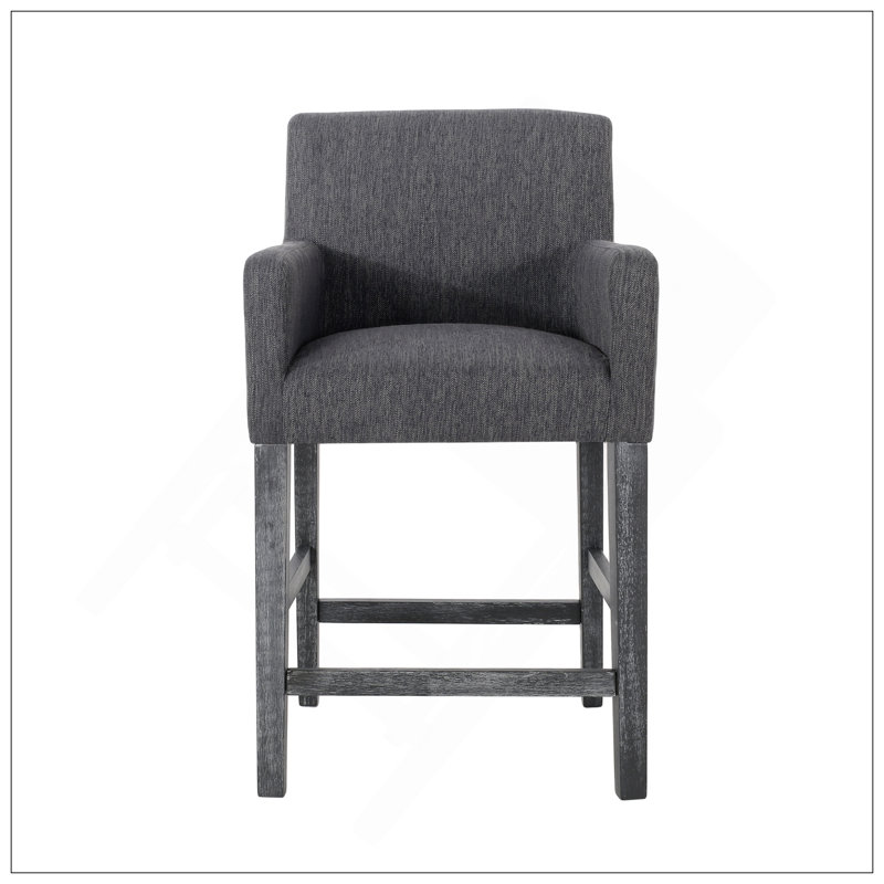 Tabouret de comptoir rembourré 26 po - gris anthracite / gris, Gris, Gris anthracite