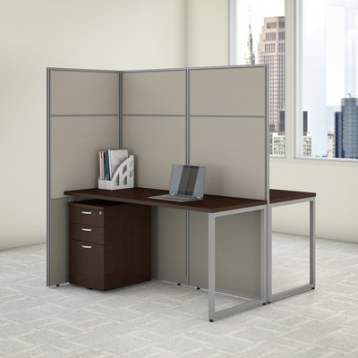 Easy Office Rectangle 2 Person Cubicle with Cable Management