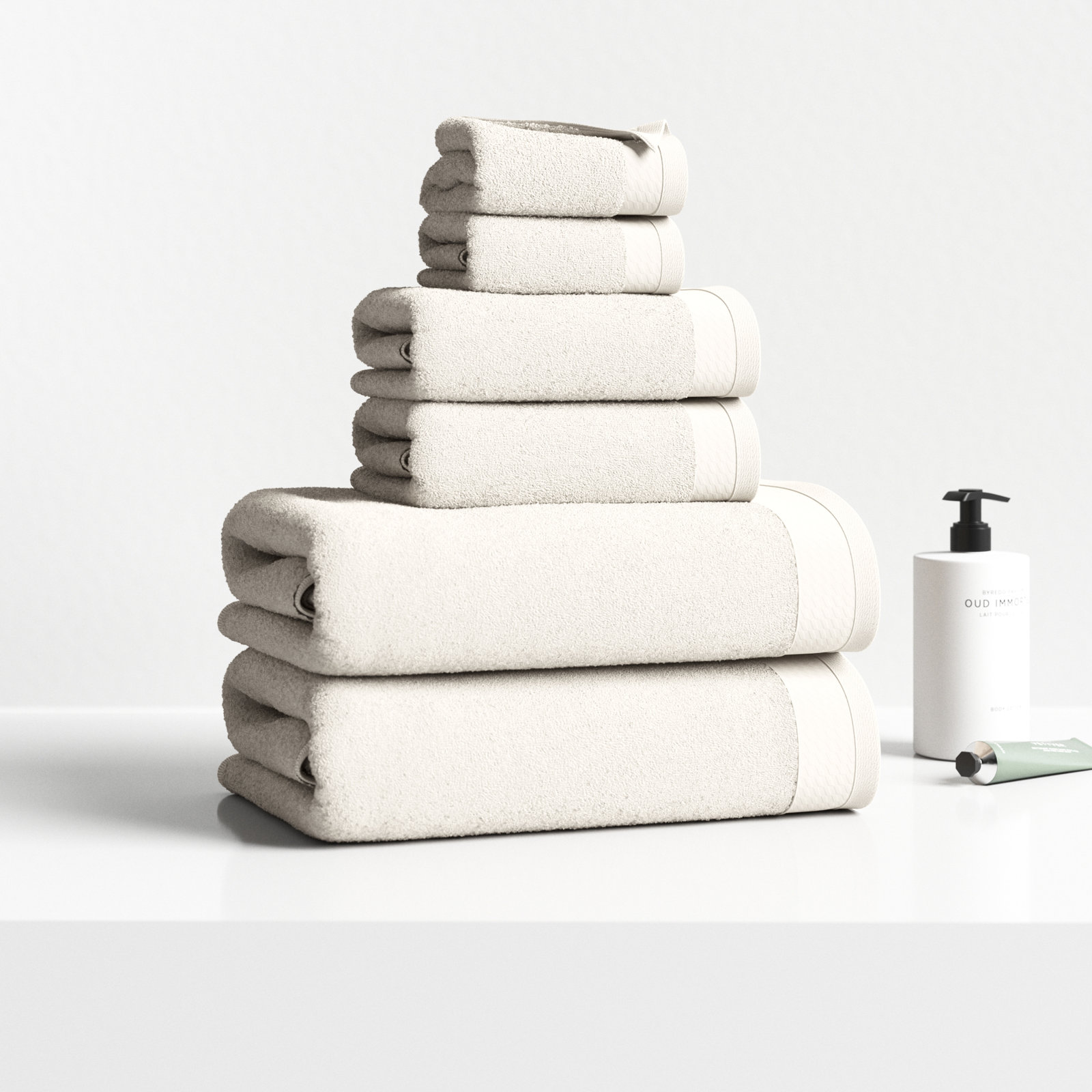 Prague 6 Piece Towel Set, Beige
