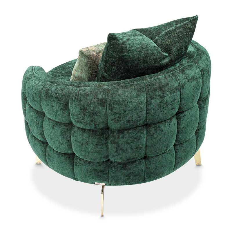 A La Carte Barrel Chair, Gold, Emerald Chenille