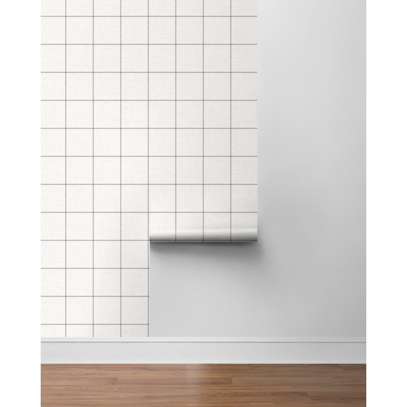  Papier peint à carreaux rayé gris anthracite classique, Gris