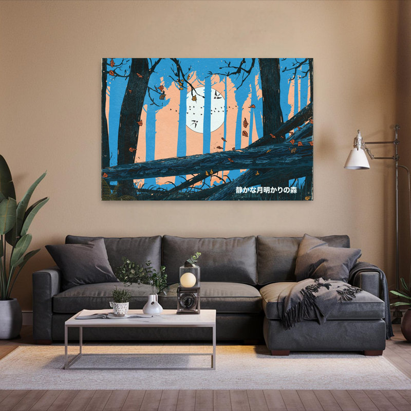 Contemporary Art Contemporary Dramatic Minimalist Bird Autumn Forest Wall Art - Wrapped Canvas Print, 152.4 cm H x 101.6 cm W