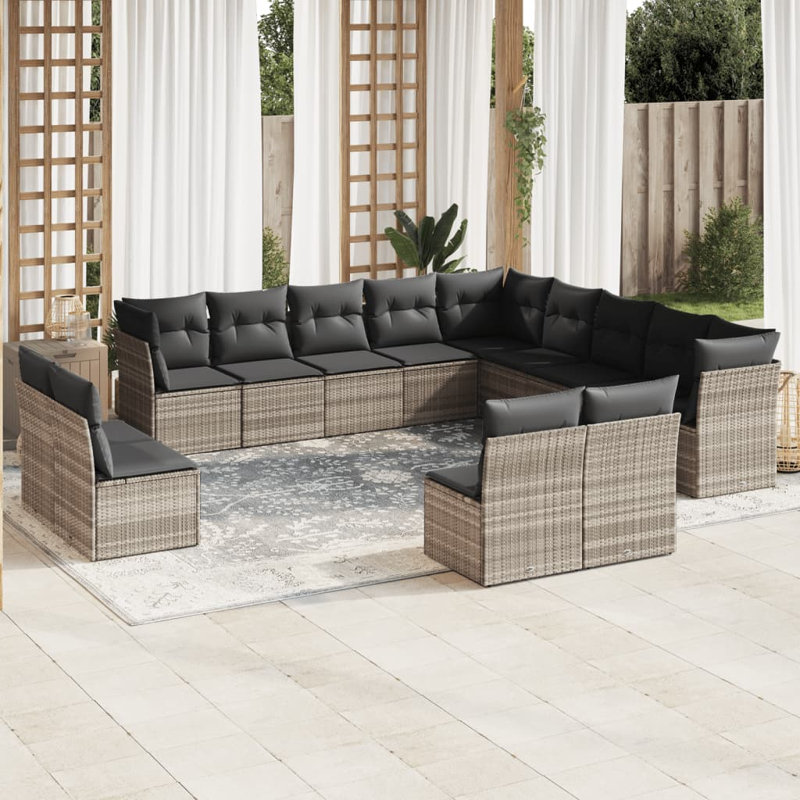  Ensemble de canapé de jardin gris clair, gris foncé