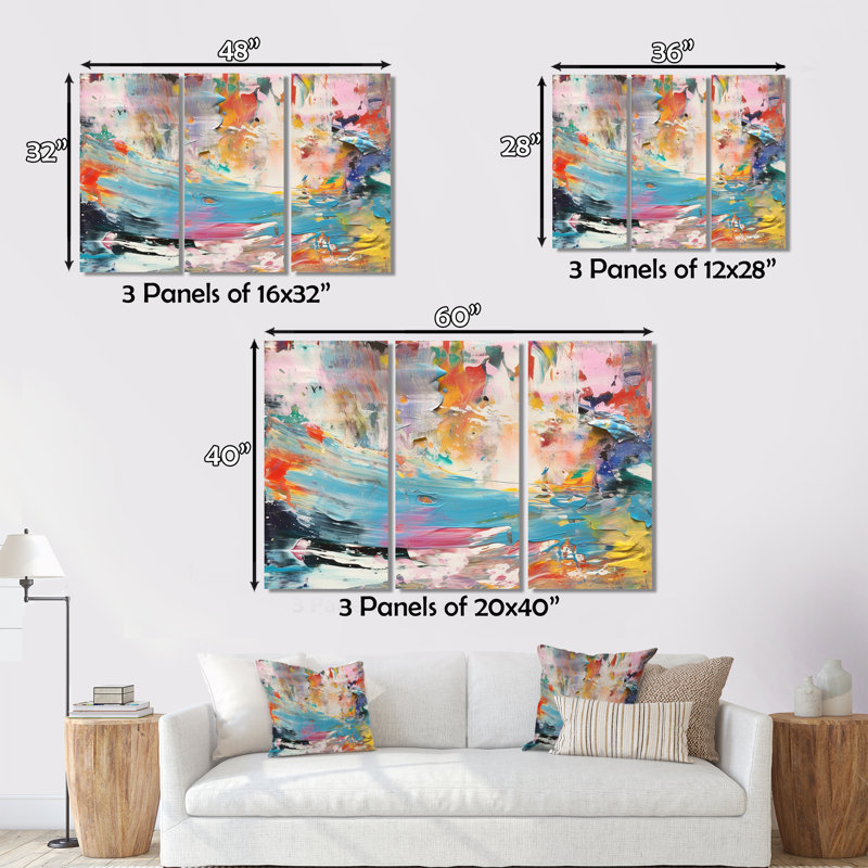 «Summer Of Retro Groove Expressionism I», 3 pièces, H 28 po x l 36 po x P 1 po