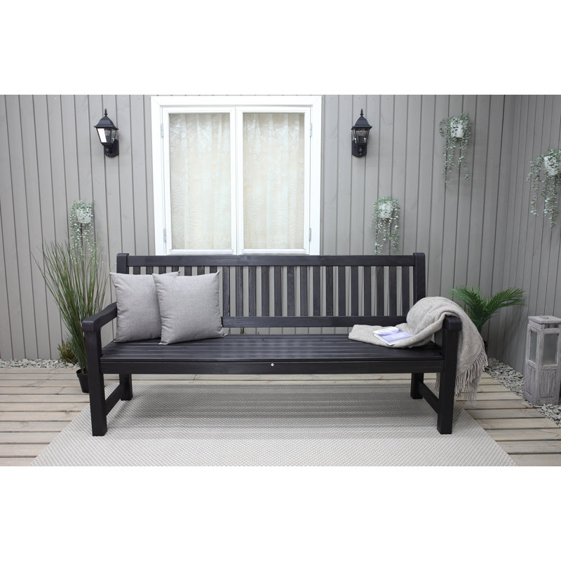 Olwanda Solid Wood Pine Outdoor Bench, Dark Coffee