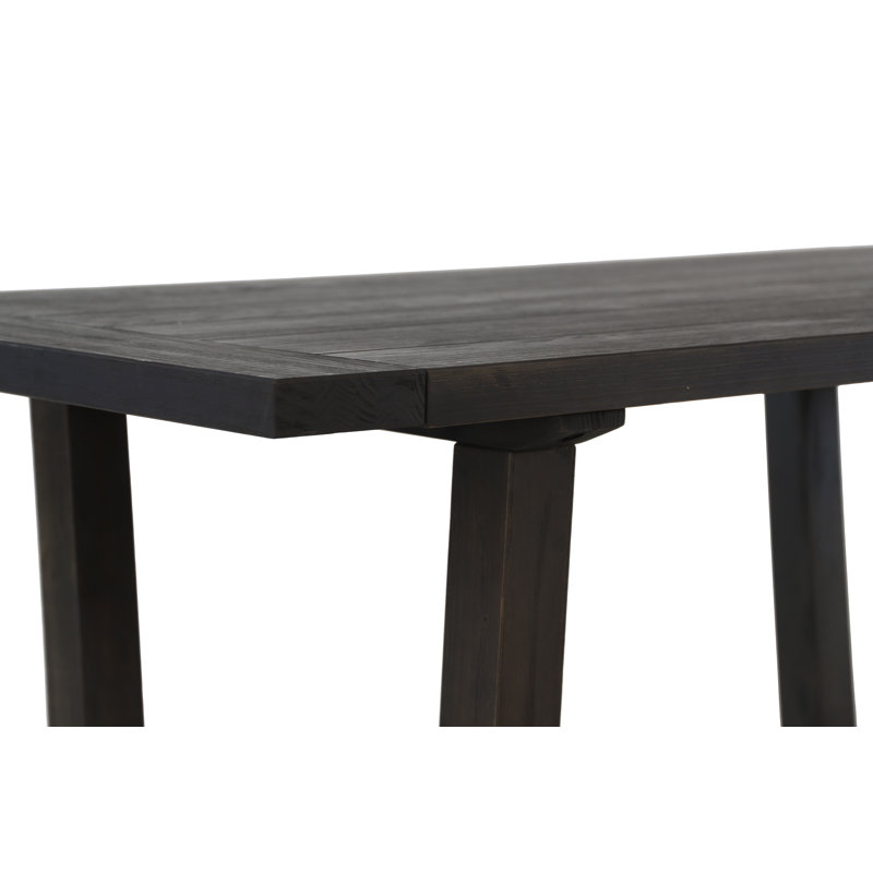 Table rectangulaire en bois massif de 72 po avec base industrielle Cascais, Chêne noir
