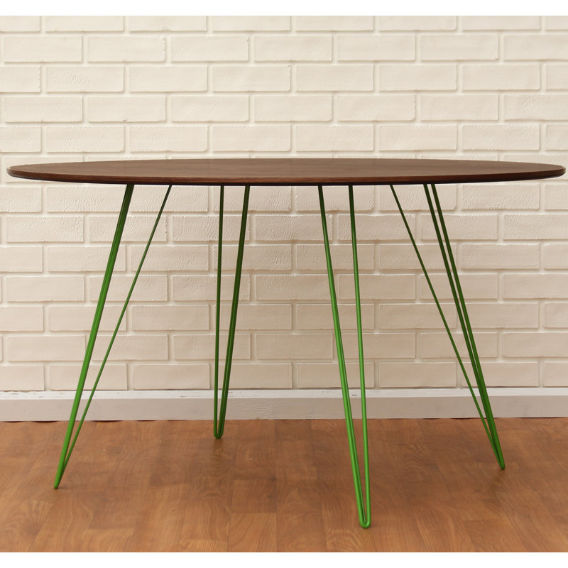 Williams Oval Metal Base Dining Table, Green, 30" H x 54" L x 46" W, Walnut