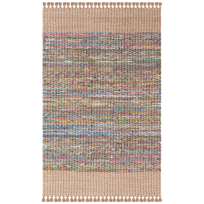 Ekaterina Hand Woven Cotton Striped Rug, Rectangle 5' x 8'