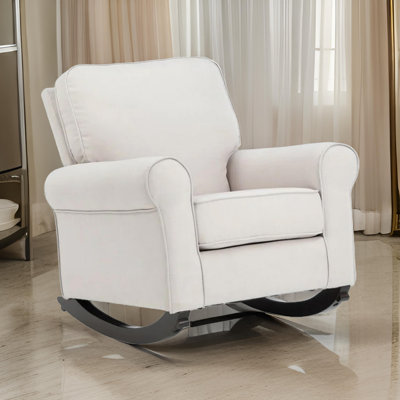 Chaise berçante Illyssa, siège à ressorts ensachés, structure en bois, revêtement doux