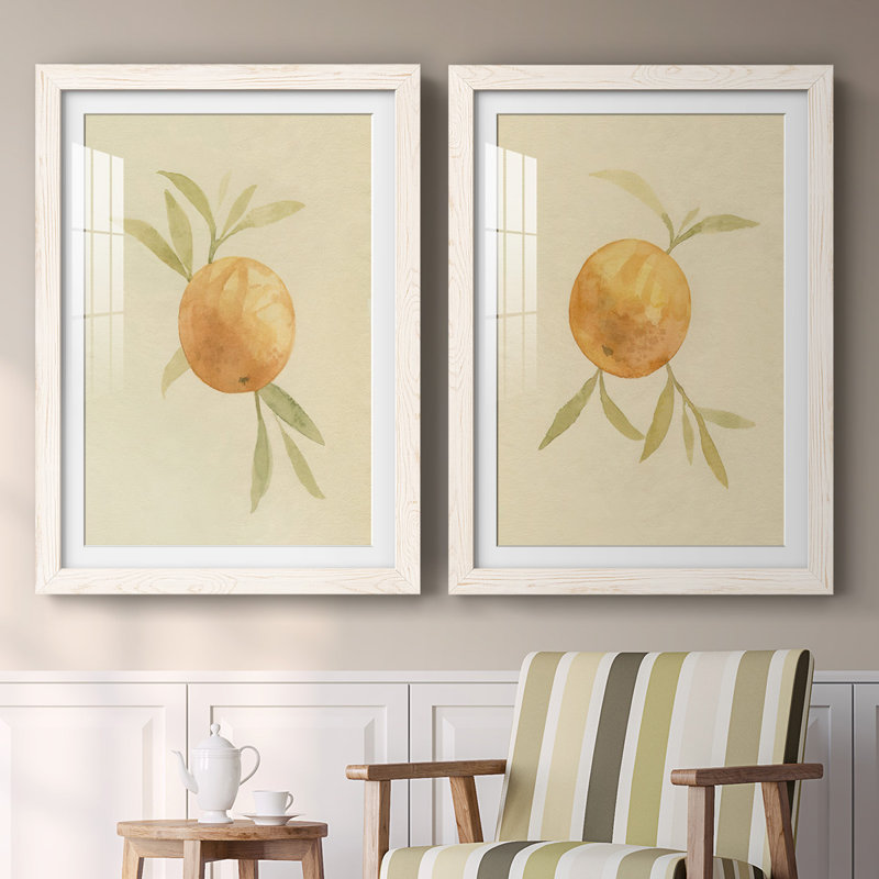 «Dappled Oranges I-Premium», reproduction encadrée prête à être accrochée, Blanc, H 27,5 po x l 75 po x P 1,5 po