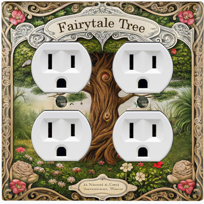 Metal Light Switch Plate Cover; US Standard Size 2 Gang Duplex - Fairytale Forest