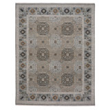 Burmesse-Tile Hand-Knotted Wool Silver/Brown/Beige Area Rug