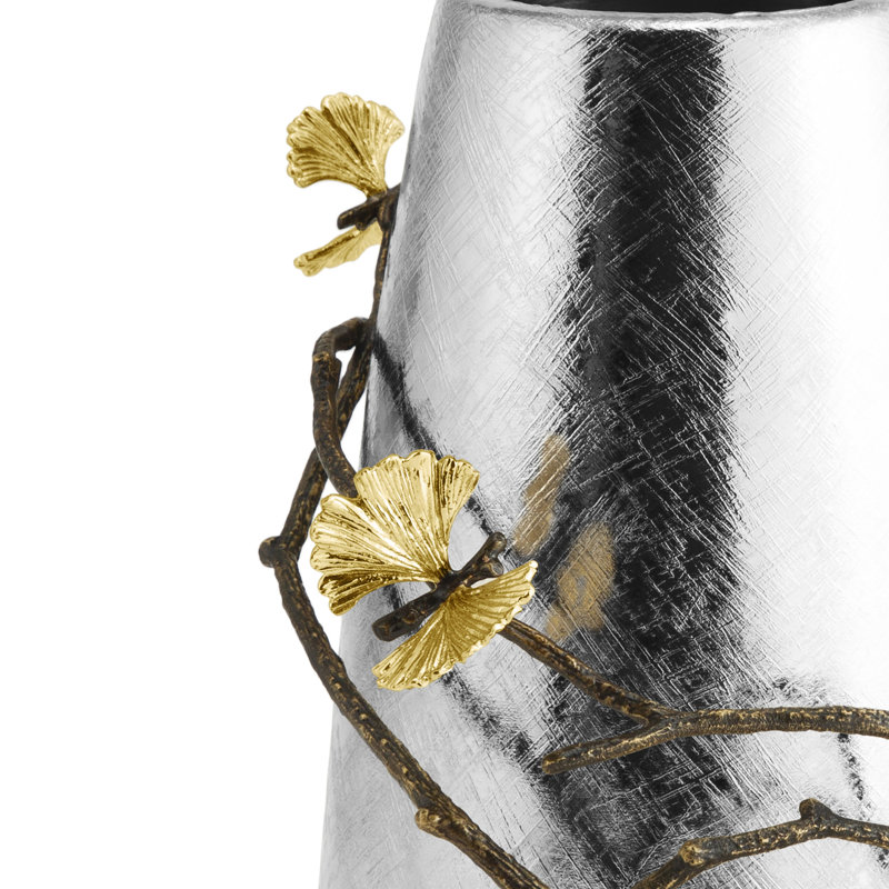 Butterfly Ginkgo Vase, 12" H x 9" W x 9" D