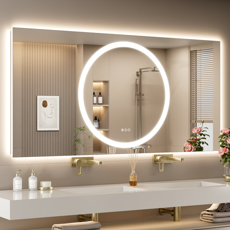 Miroir de salle de bain à DEL à intensité variable avec lumières, 48 po x 36 po