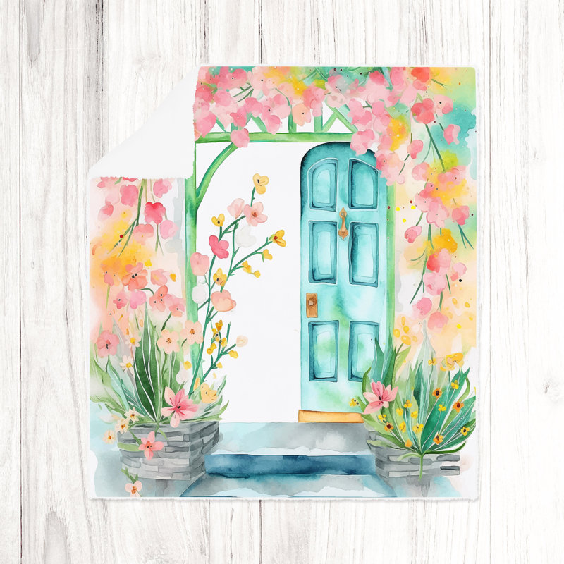 Throw Blanket, 51" W x 60" L, Floral/Abstract, Pink/Orange/Blue