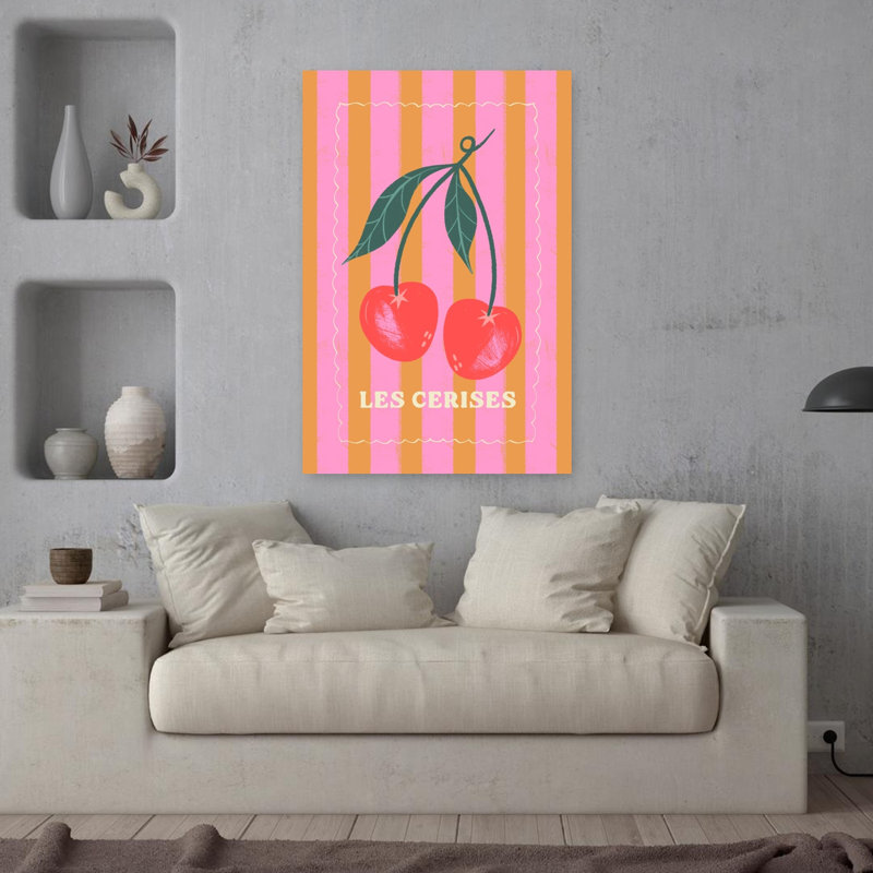 Art contemporain cerise, H 36 po x l 24 po