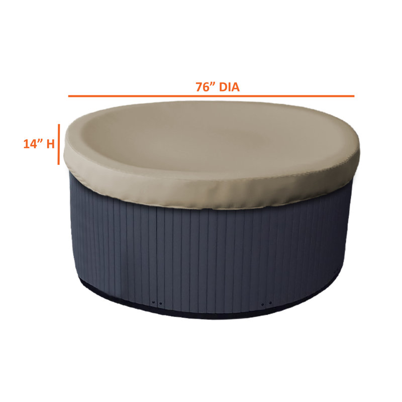 Heavy-Duty Outdoor Waterproof Round Hot Tub Cover, Patio UV Protected Spa Cover, 35.6cm H x 193cm W x 193cm D, Beige