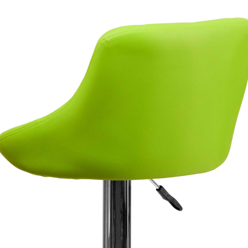 Hilia Vinyl Bucket Seat Adjustable Height Barstool with Diamond Pattern Back, Green
