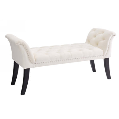 Luxurious Velvet Button-Tufted Ottoman Bench with High-Density Padding for Comfort and Style, Perfect for Any Room