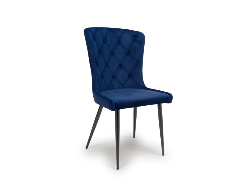 Padmukh 49cm H Tufted Velvet Upholstered Side Chair, Navy