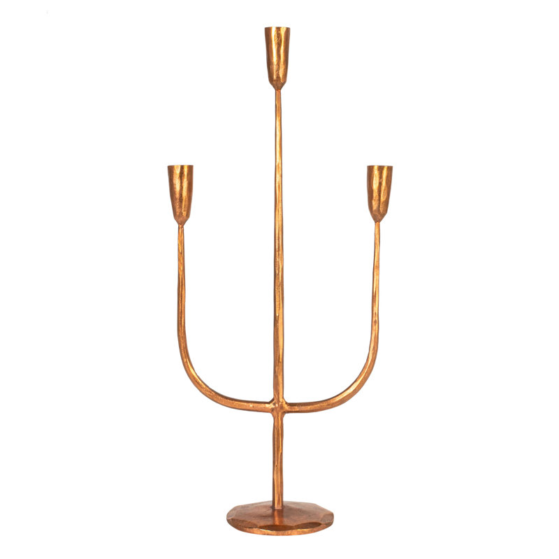 Hand-Forged Metal Candelabra, Copper