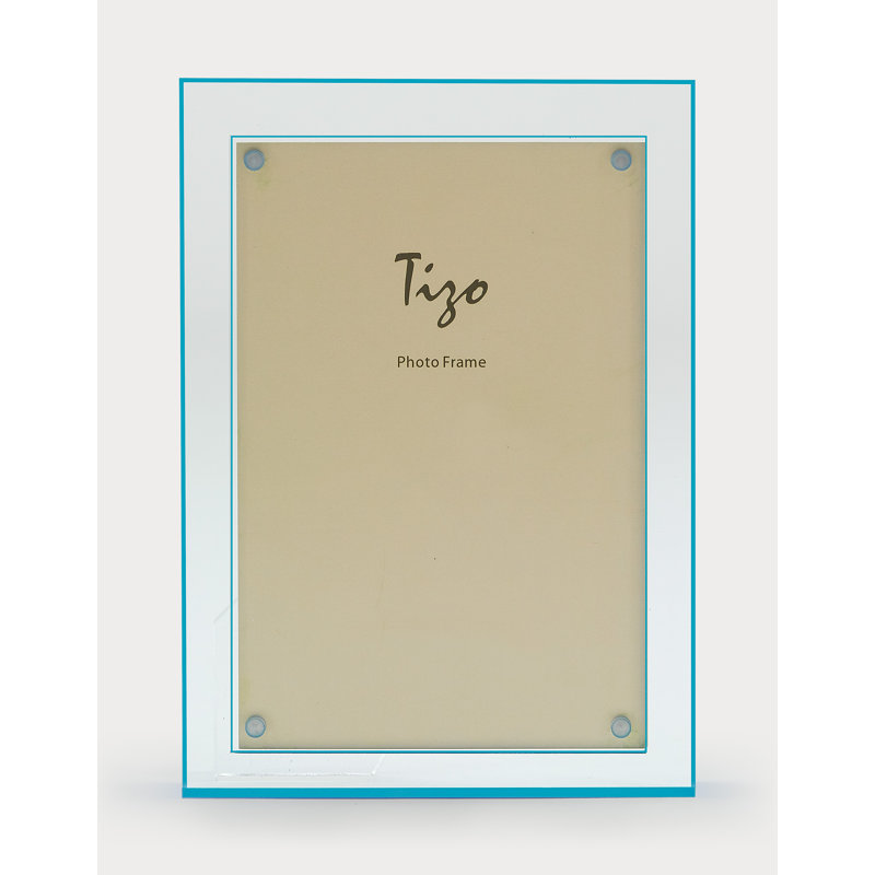 Lucitwe Frame W/Turq. Dbl. Border 5X7, 5" W x 7" H, Turquoise