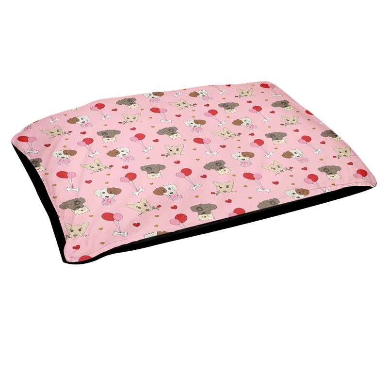 Coussin pour chien d’extérieur st day, Très grand (l 50 po x P 40 po x H 7 po), Rose / rouge / beige