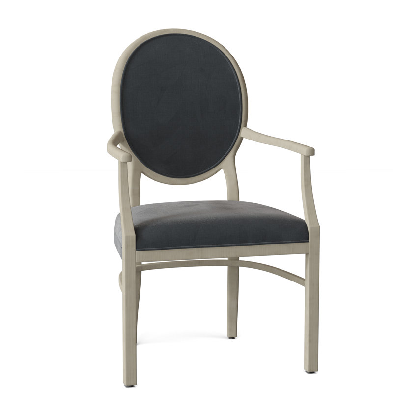 Hughes Upholstered King Louis Back Arm Chair, 9953 Mink, Almond Buff