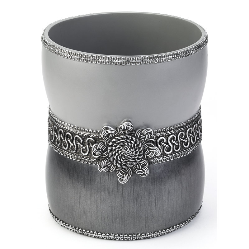 Granite and Silver Braided Medallion Waste Basket