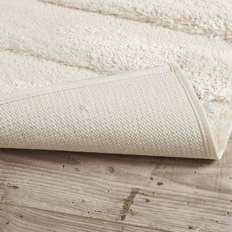 Tapis pour salle de bain, rayé, lustré, teint, envers antidérapant, l 24 po x L 58 po, lavable à la machine