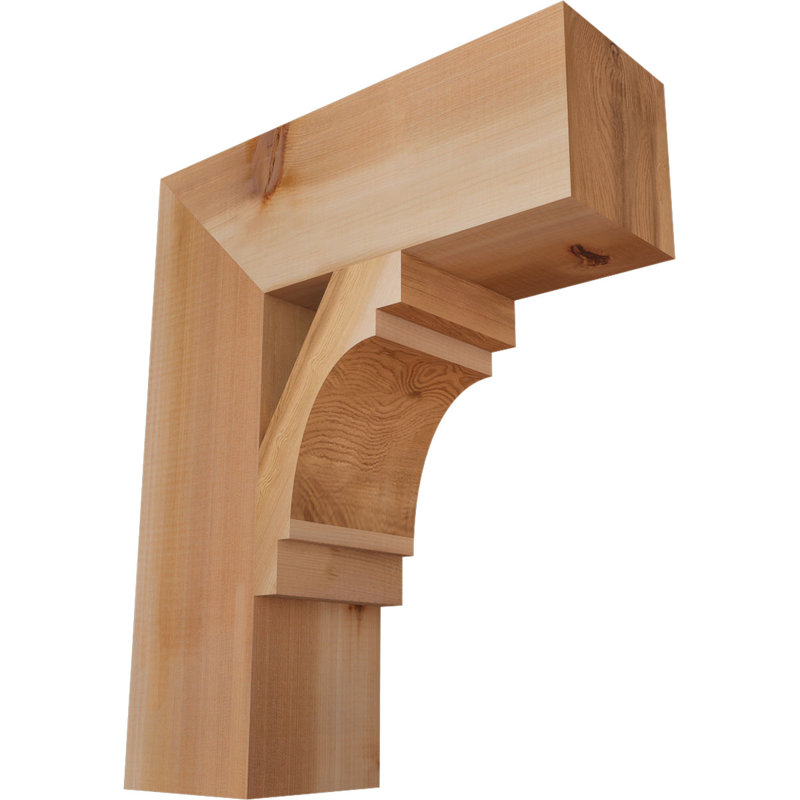 Merced H W D Wood Bracket / Corbel, Western Red Cedar (Smooth), 22" H x 6" W x 18" D