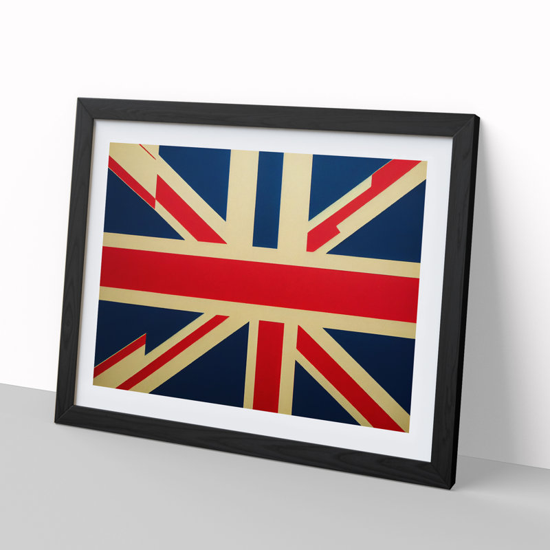 Modern Union Jack Flag Vol.2 - Framed Print, 34cm H x 46cm W x 2cm D, Black Framed