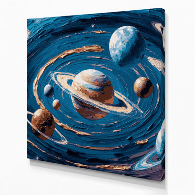 SciFi Solar system planetary alignment Gray Canvas Wall Art