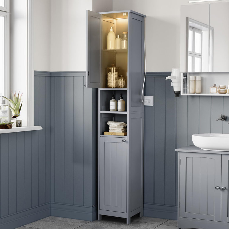 Slim Bathroom Storage Cabinet, Grey