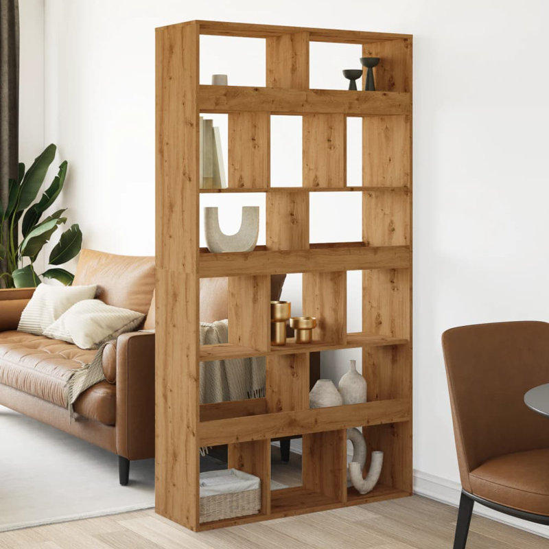 Angelinne 100cm W Bookcase, Grey/Sonoma, 187.5cm H x 100cm W x 33cm D