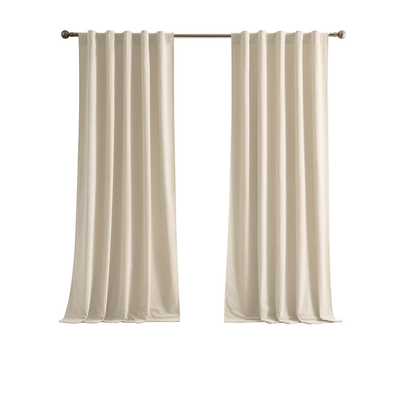  Ensemble de rideau en velours de coton mat, Blanc cassé, 50" W x 108" L