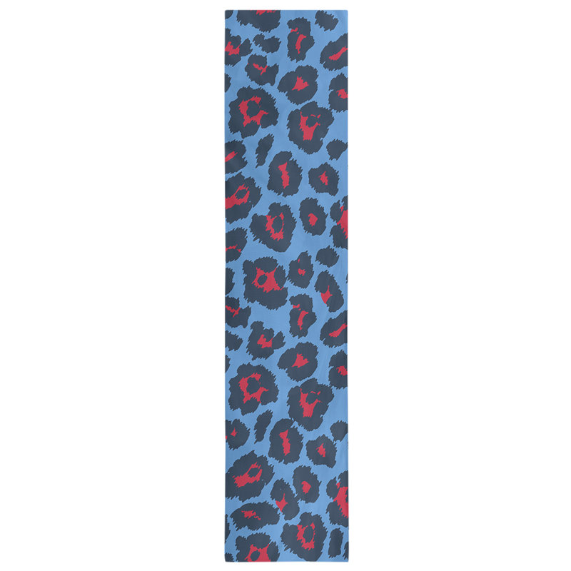 Animal Print Table Runner, 72" x 16", Blue/Dark Blue/Red