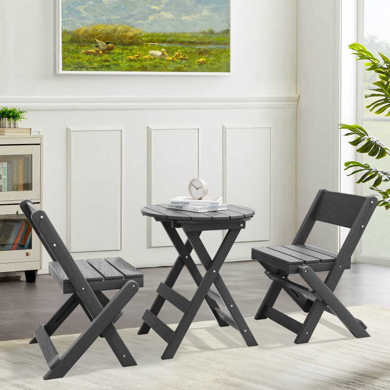 Ensemble repas d'extérieur pliant pour 2 personnes, Gris