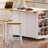 Large Kitchen Island With Drop Leaf, Power Outlet, Door Internal Storage Rack, Rolling Kitchen Cart On 5 Wheels With 5 Open Side Racks For Kitchen, Dining Room (Not Include Bar Stools)-557856763