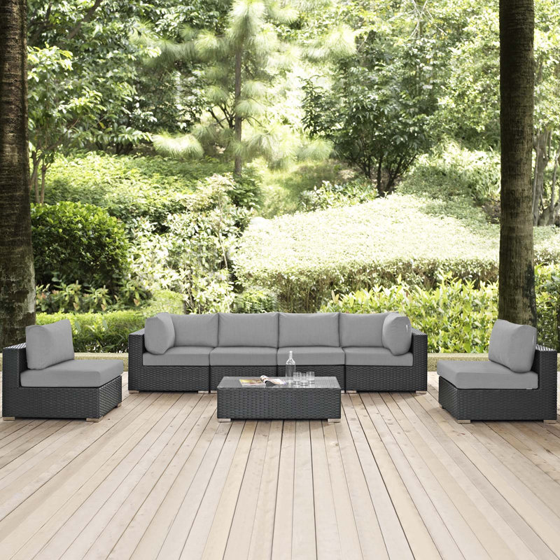 Ensemble modulaire d'extérieur 7 pièces Modway, Toile grise
