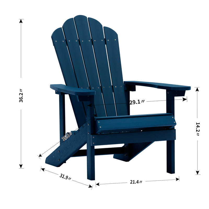 Chaise Adirondack en plastique Keysville, Bleu marine
