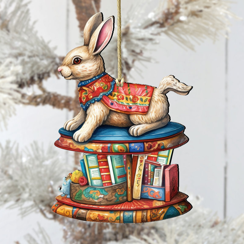 Ornement en bois Carousel Bunny