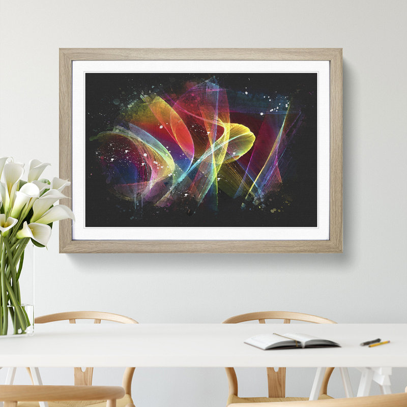 Rainbow Smoke Vol (2) - Picture Frame Painting, 65cm H x 90cm W x 2cm D, Oak Framed