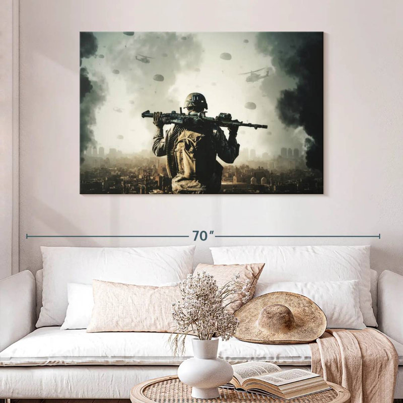 Zone de guerre militaire, H 32 po x l 48 po
