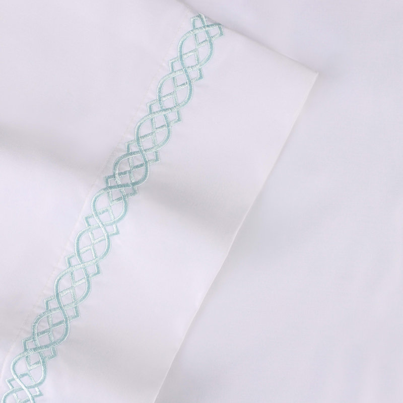 Superior 1000 Thread Count 100% Egyptian Cotton Solid Embroidered Pillocases, King, Blue