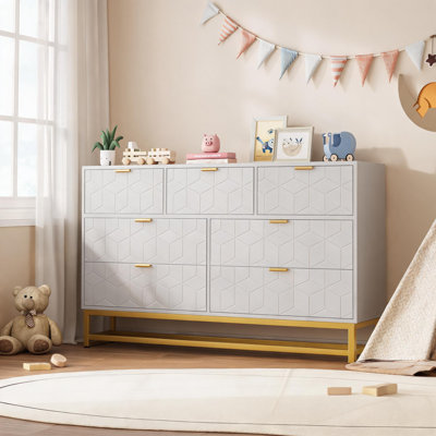 Commode pour chambre à coucher, commode moderne à 7 tiroirs pour chambre à coucher