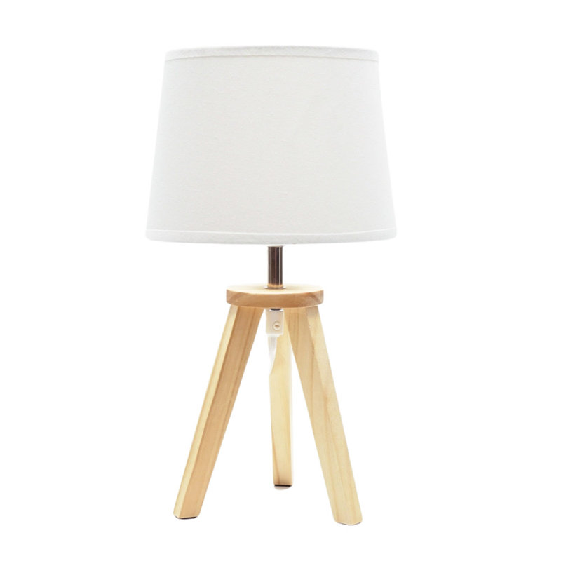 Byersville Wood Tripod Lamp, Natural Base/White Shade