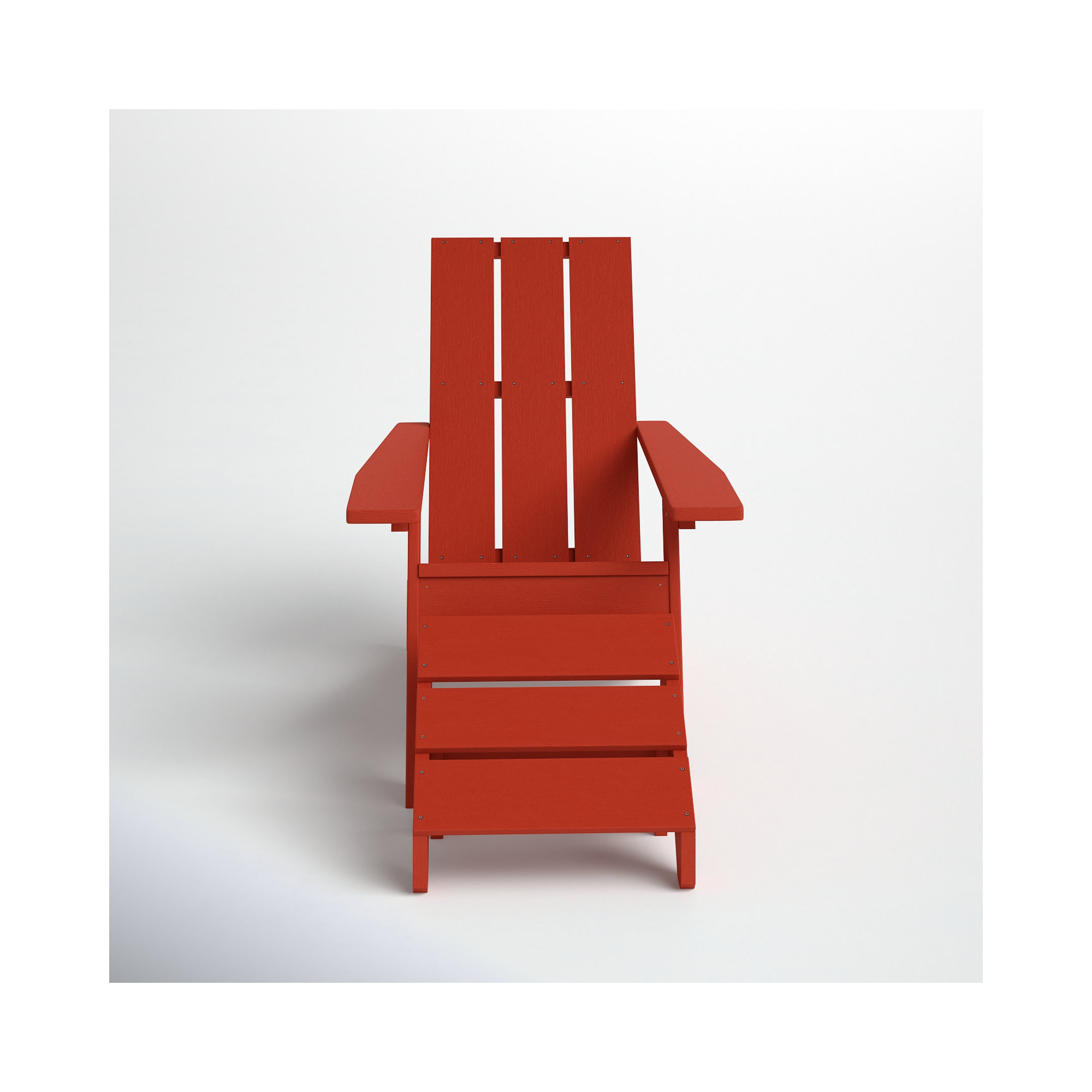 Byrnes Outdoor Adirondack Chair With Ottoman, Red