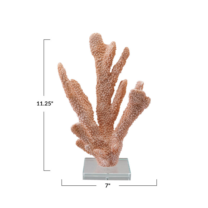 Resin Coral Decor with Glass Base
